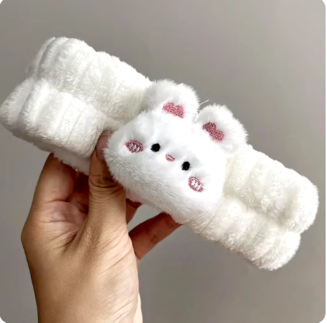 Bandeau pour cheveux en forme de lapin pour soins de la peau